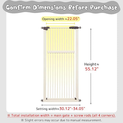 Lumizone Extra Tall Pet Gate 55.12" High Pressure Mounted 30.12"-34.05" Extra - Image 2