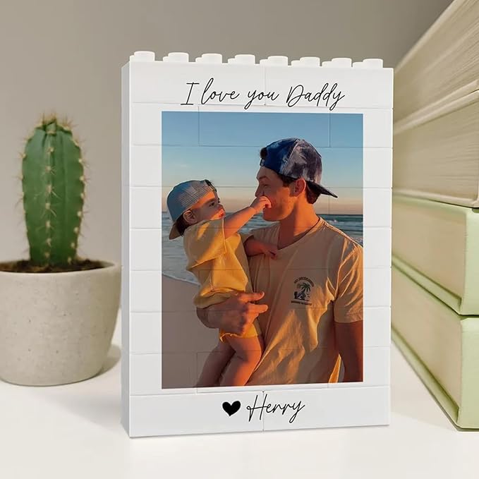 NAZENTI Custom Daddy and Me Brick Photo Block gifts - Image 3