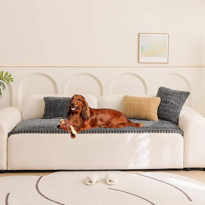 Sofa Cover Fuzzy Couch Cover for Pet, Couch Covers for Dogs Washable Non-Slip by Mitid
