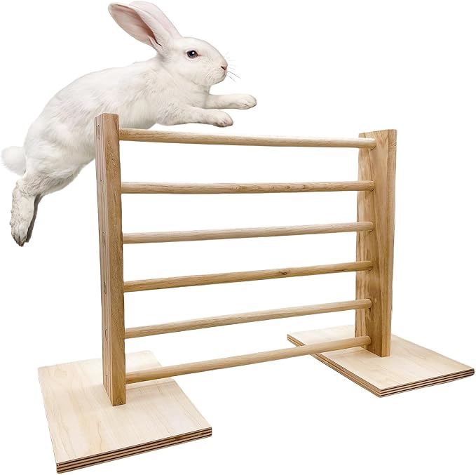 Hamiledyi Rabbit Jump Bar Rabbit Adjustable Hurdles Wooden Obstacle Exercise by Hamiledyi