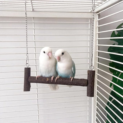 Natural Wood Parakeet Swing Toy, Budgie Wooden Perch Stand, Small and Medium - Image 3