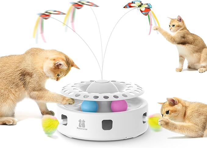 Potaroma Cat Toys 3in1 Automatic Interactive Kitten Toy, Fluttering Butterfly by Potaroma