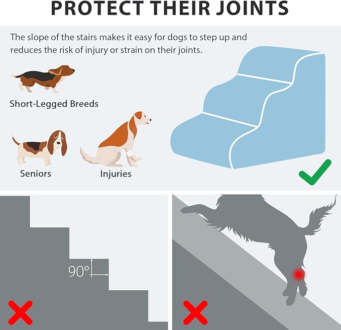 Dog Stairs for High Beds with Tunnel, 5-Step Dog Steps for Small Dogs and Cats - Image 2