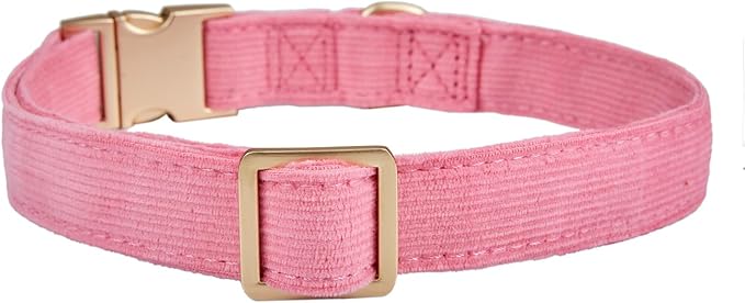 Soft Cotton Dog Collar with Metal Buckle Adjustable Heavy Duty Comfy Corduroy - Image 2