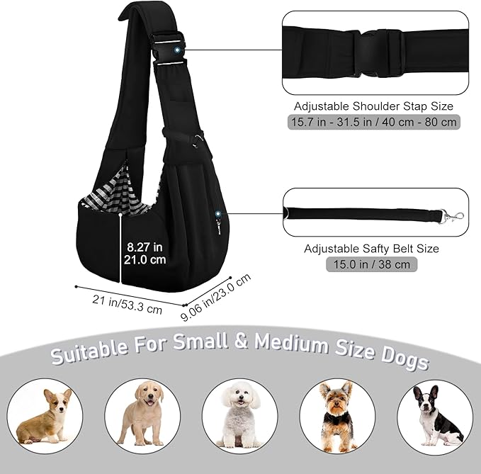 PETLOFT Reversible Dog Cat Sling Carrier, Small Dog Carrier, Adjustable Dog - Image 2