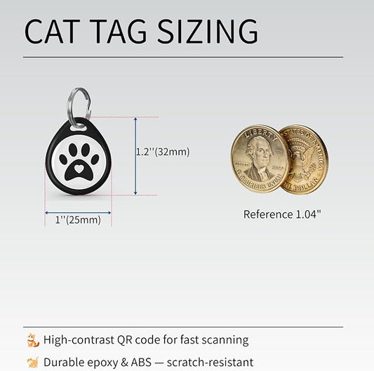 2 Pack QR Code Cat ID Tags for Collar, Personalized Smart Cat Tag - Image 2