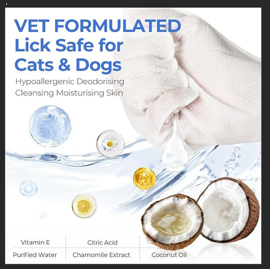 Pet Cleaning Glove Wipes for Dogs & Cats, Hypoallergenic Deodorizing Disposable - Image 2