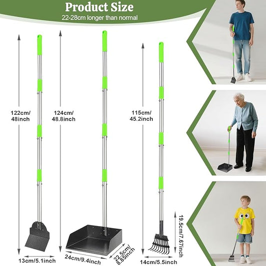 T2Y 48.8" Extra Long Handle Dog Pooper Scooper 3-Piece Set, Heavy Duty Metal - Image 2