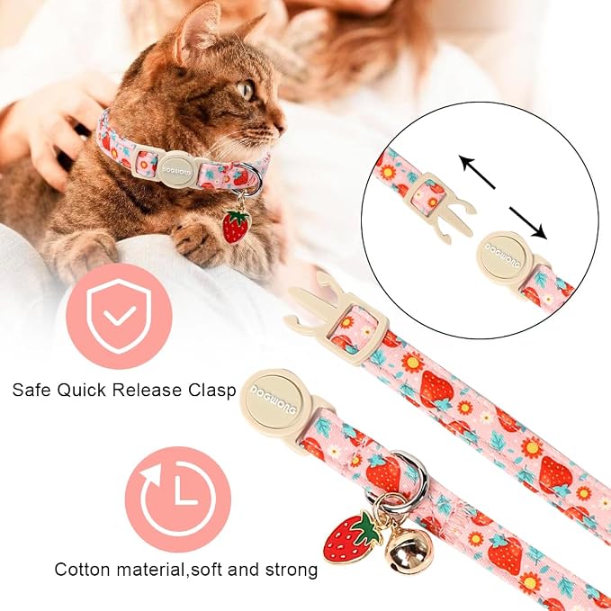 Cat Collar, 2 Pack Pink Flower Cat Collars Breakaway - Image 2