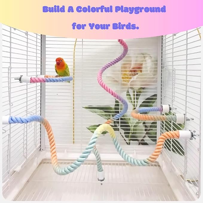 3pcs Nopikku Gradient Bendable Bird Rope Perches Climbing Rope Toys Fun Bird - Image 6