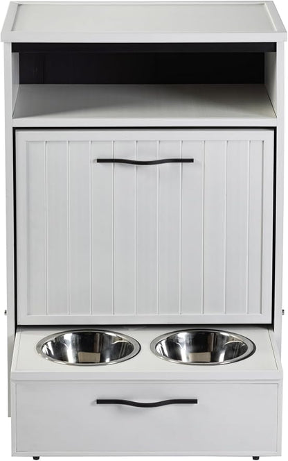 New Age Pet ECOFLEX Brea Dog Food Pantry in Antique White, Two 32 oz Bowls - Image 4