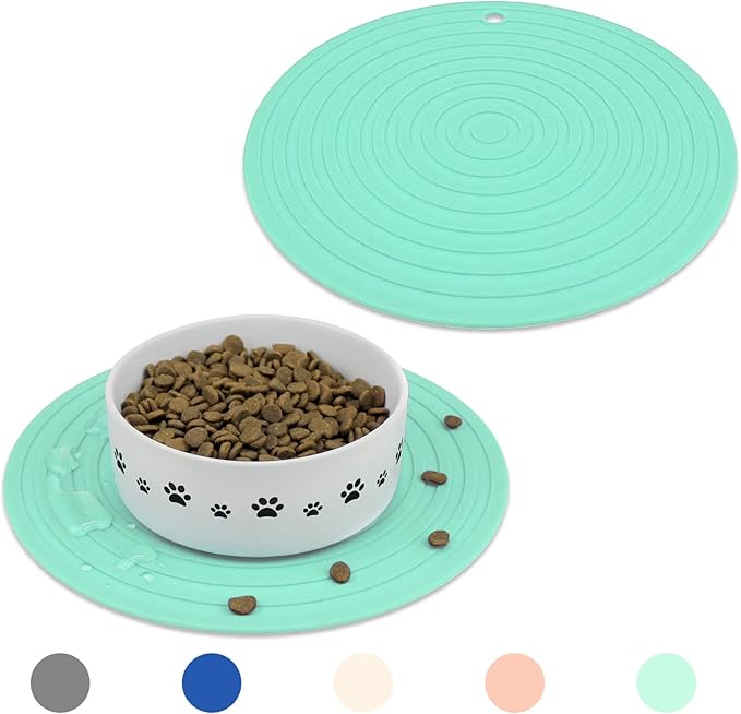 Ptlom Pet Food Mat for Dog and Cat Placemat 2 Pcs, Mat for Prevent Food and by PTLOM