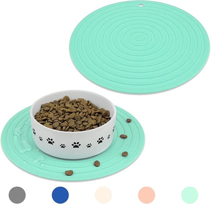 Ptlom Pet Food Mat for Dog and Cat Placemat 2 Pcs, Mat for Prevent Food and by PTLOM