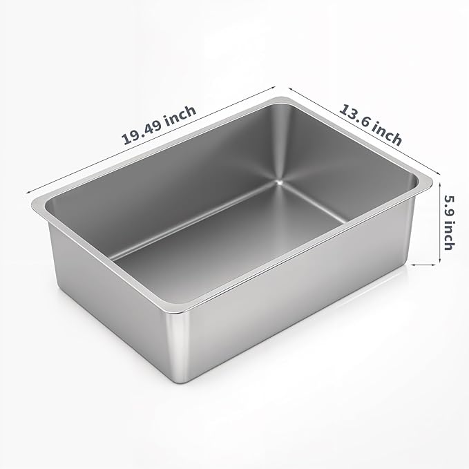 Kirecoo Stainless Steel Cat Litter Box, Large Metal High Sided Cat Pan Box - Image 2