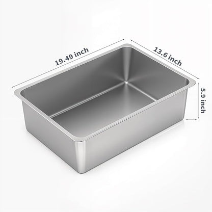 Kirecoo Stainless Steel Cat Litter Box, Large Metal High Sided Cat Pan Box - Image 2