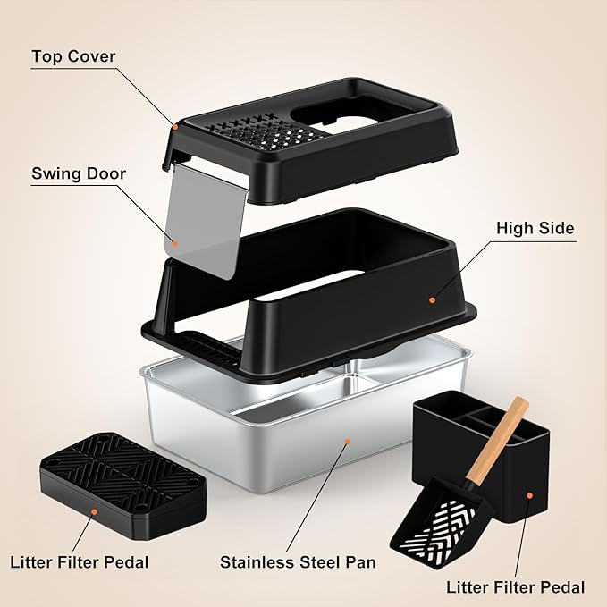 URPOWER Stainless Steel Cat Litter Box - Image 7