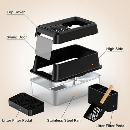URPOWER Stainless Steel Cat Litter Box - Image 7