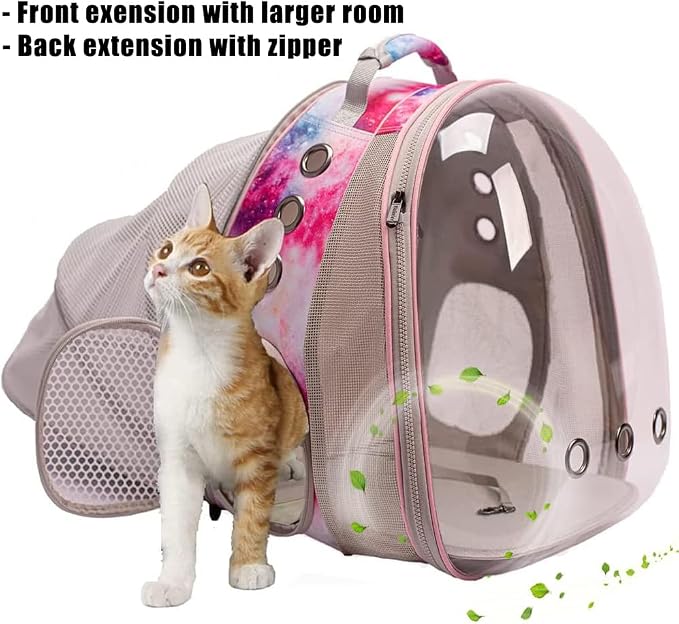 Galaxy Pink Dual Expandable Cat Backpack Carrier, Fit up to 20 lbs, Expandable - Image 2