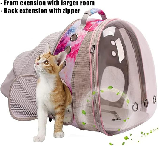 Galaxy Pink Dual Expandable Cat Backpack Carrier, Fit up to 20 lbs, Expandable - Image 2