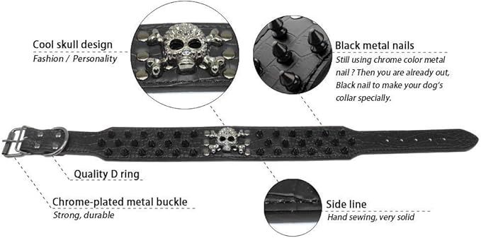 Serijoars Spiked Studded Dog Collar, PU Leather Dog Collar, Adjustable Pet - Image 2