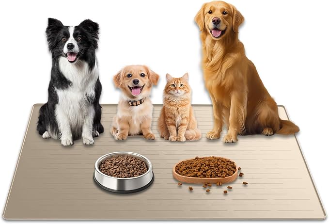 48"x32" Extra Large Pet Food Mat, 1.5MM Super Thick Silicone Dog Mats by WelcometoULTIBE