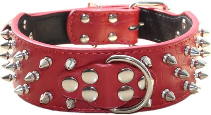 Serijoars Spiked Studded Dog Collar, PU Leather Dog Collar, Adjustable Pet by Serijoars