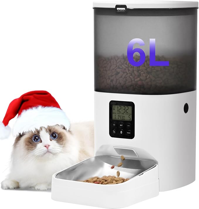 Automatic Cat Feeder, 6L Cat Food Dispenser by ANDOLLHOME