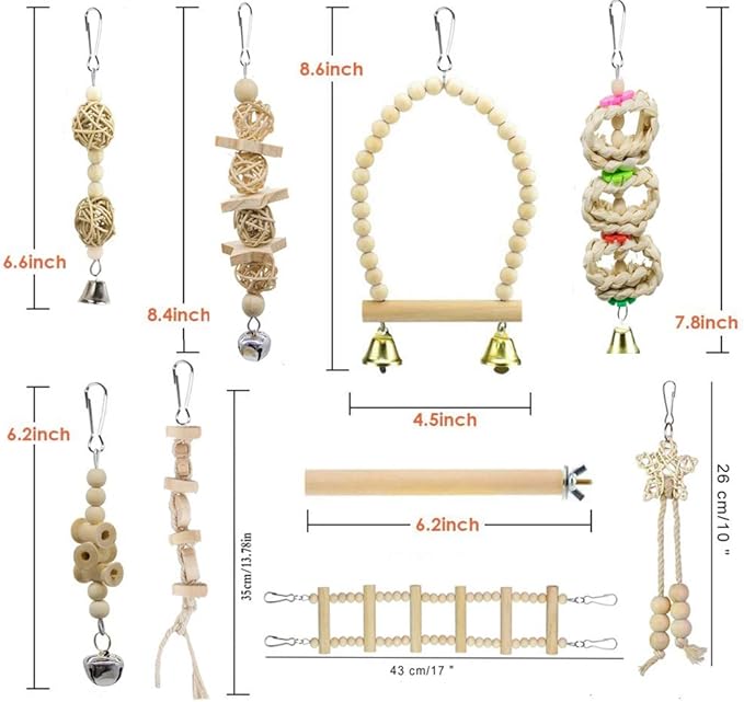 Bird Parrot Swing Toys, Chewing Standing Hanging Perch Hammock Climbing Ladder - Image 6