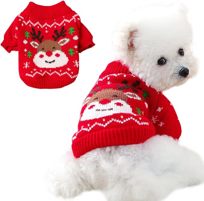 Christmas Dog Outfit Red Puppy Sweater by Anelekor