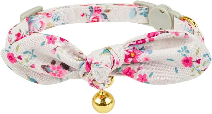 Bowtie Cat Collar with Bell, 2 Pack Cotton Breakaway Kitten Collars with - Image 3