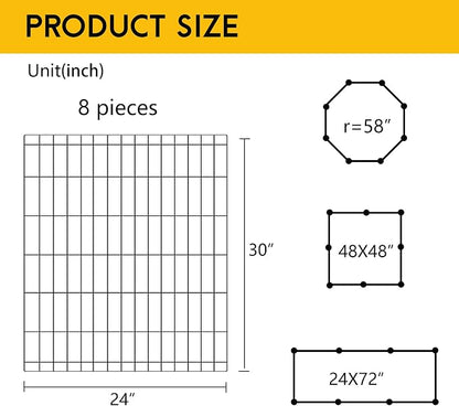 FDW 30 Inch Dog Pen 8 Panel Dog Playpen Indoor Outdoor Metal Puppy Pet Fence - Image 7