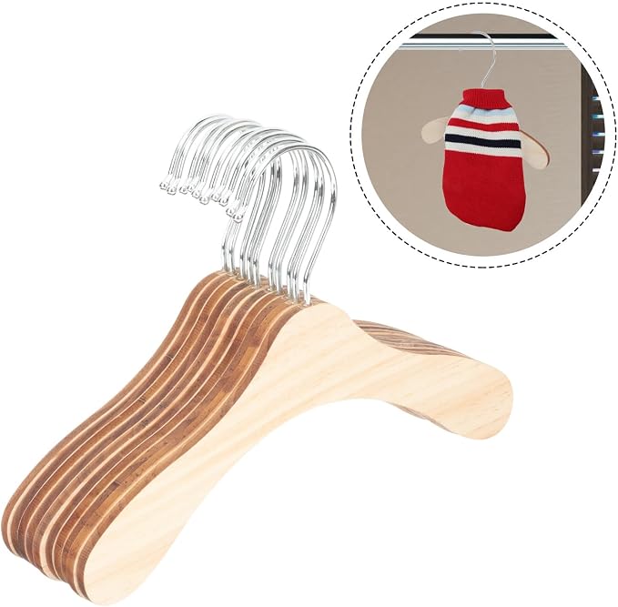 STOBAZA 10pcs 8.66 Inch Wooden Pet Hangers Small Dog and Cat Clothes Hangers - Image 8