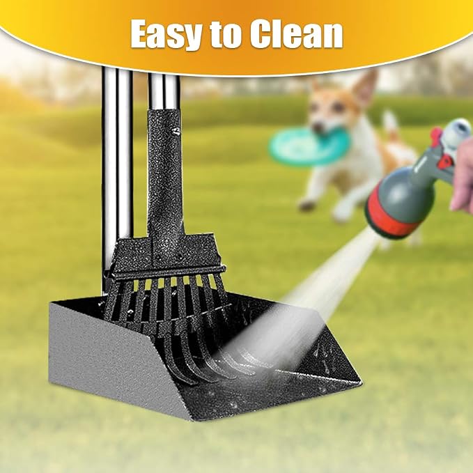 TOOGE Pooper Scooper, Dog Pooper Scooper Long Handle Stainless Metal Tray and - Image 6