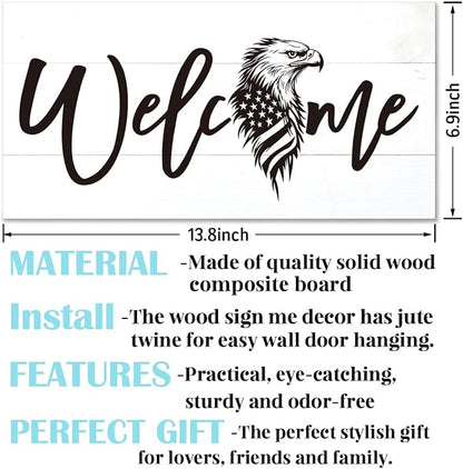 Welcome Sign for Front Door, Welcome Decor Wooden Hanging Sign, Patriotic Theme - Image 2