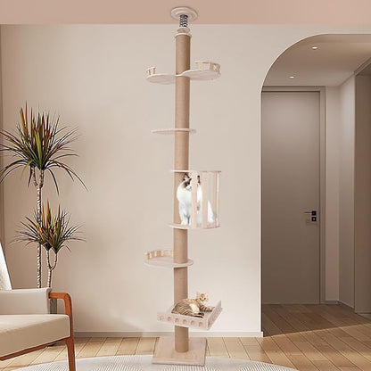 Floor to Ceiling Cat Tree, 100.4-104.3" Tall Cat Tower - Image 2