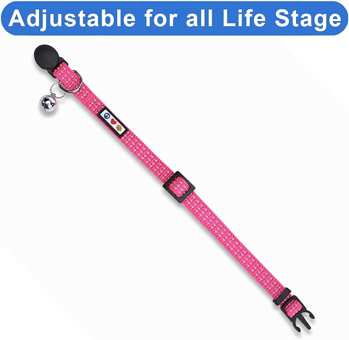 Pawtitas Reflective Pink Cat Collar - Image 5