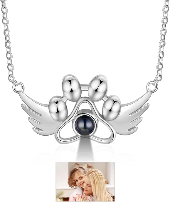 Personalized Cute Dog Cat Paw Name Necklace Forever Love Custom Heart Pendant - Image 2