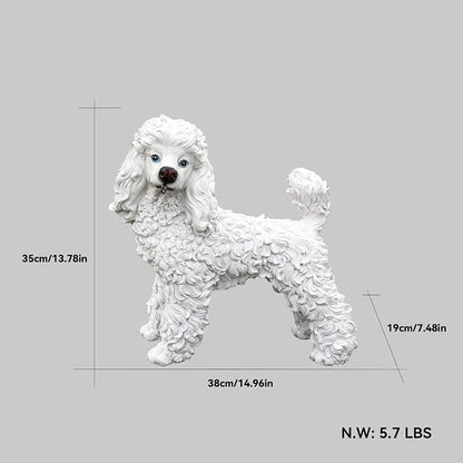 Poodle Statue Outdoor Decorations – Dog Statues Outdoor Standing White Poodle - Image 2