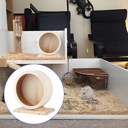 Wooden Hamster Exercise Wheel, Silent Silent Running Wheel Wooden Small Pets - Image 6
