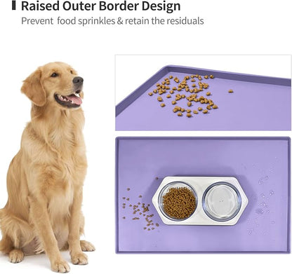 Dog Food Mat, Silicone Waterproof Food Tray, Non Slip Pet Bowl Mats Placemat - Image 3