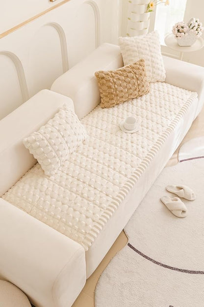 Couch Cover for Dogs Fuzzy Sofa Covers for Pet, Geometric Jacquard Coral - Image 3