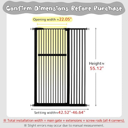 Lumizone Extra Tall Pet Gate 55.12" High Pressure Mounted 42.52"-46.64" Extra - Image 2