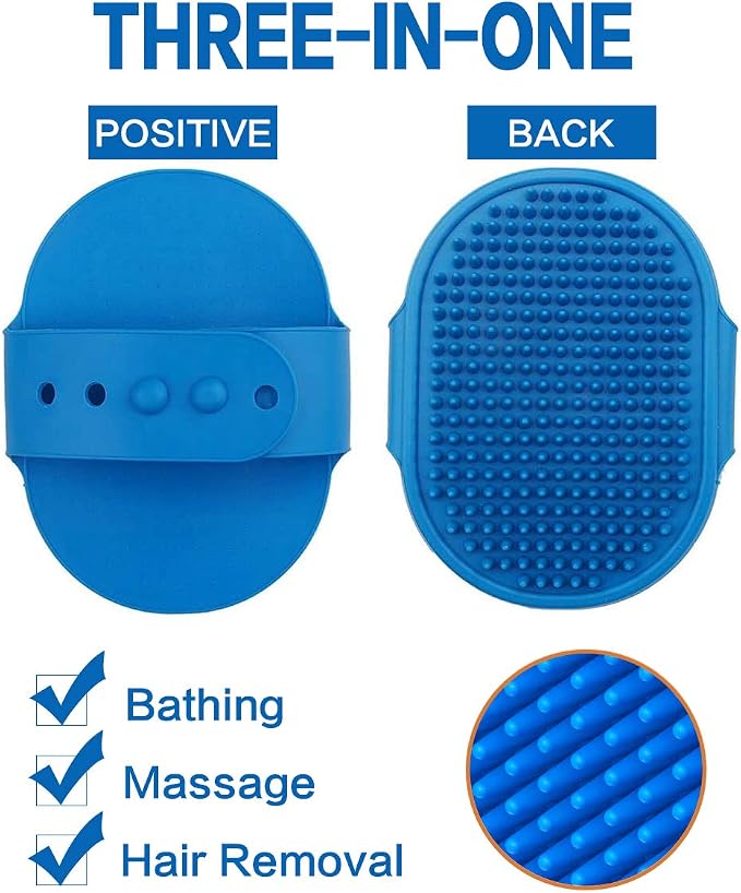 Dog Bath Brush Pet Bath Comb Brush Soothing Massage Rubber Comb 2pcs - Image 3