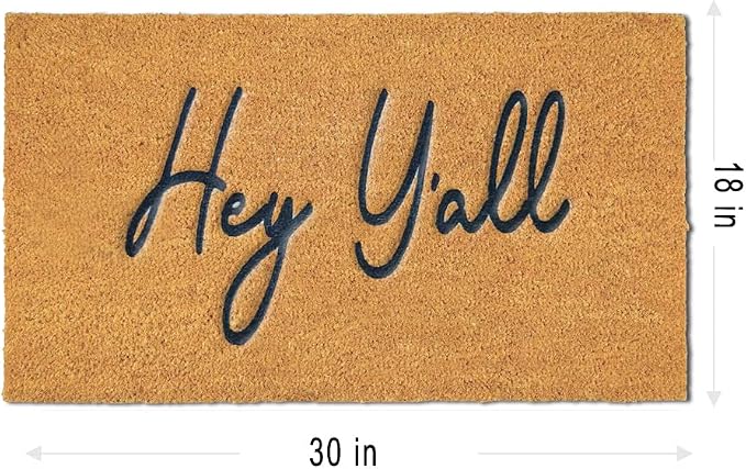 Assaoy Hey Y'all Coir Door Mat Outside Entrance, Funny Doormats - Image 3