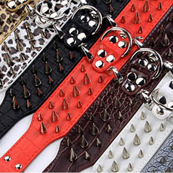Serijoars Spiked Studded Dog Collar, PU Leather Dog Collar, Adjustable Pet - Image 3