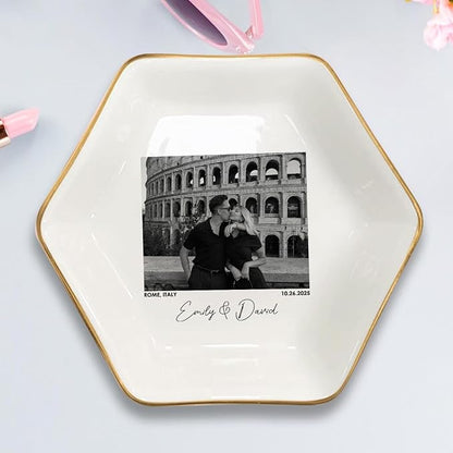 Custom Couple Portrait Photo Ring Dish, Personalized Picture Trinket Tray - Image 5