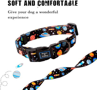 Roses&Poetry Dog Collar with Colourful Star Patterns, Adjustable Durable Puppy - Image 3