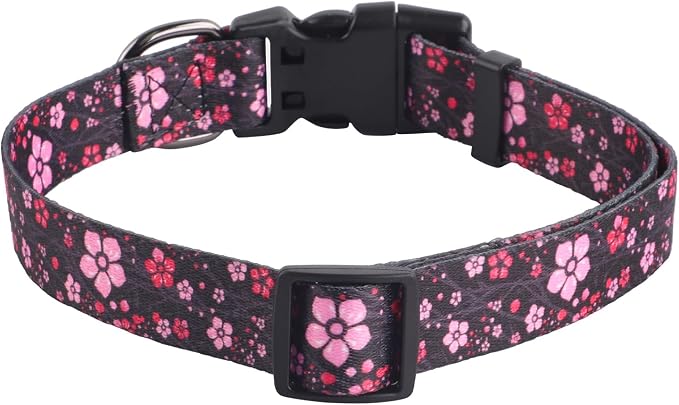 QQPETS Adjustable Soft Dog Collar: Print Flower Pink Multicolor Cute Patterns - Image 6