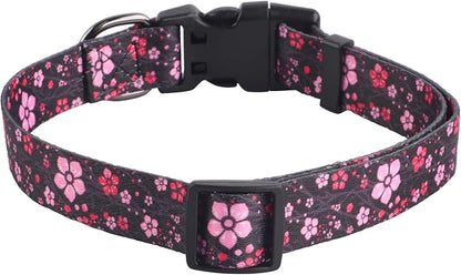 QQPETS Adjustable Soft Dog Collar: Print Flower Pink Multicolor Cute Patterns - Image 6