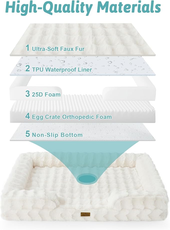 Orthopedic Dog Bed for Large Medium Size Dog, Soft and Warm Faux Fur Sofa for - Image 9